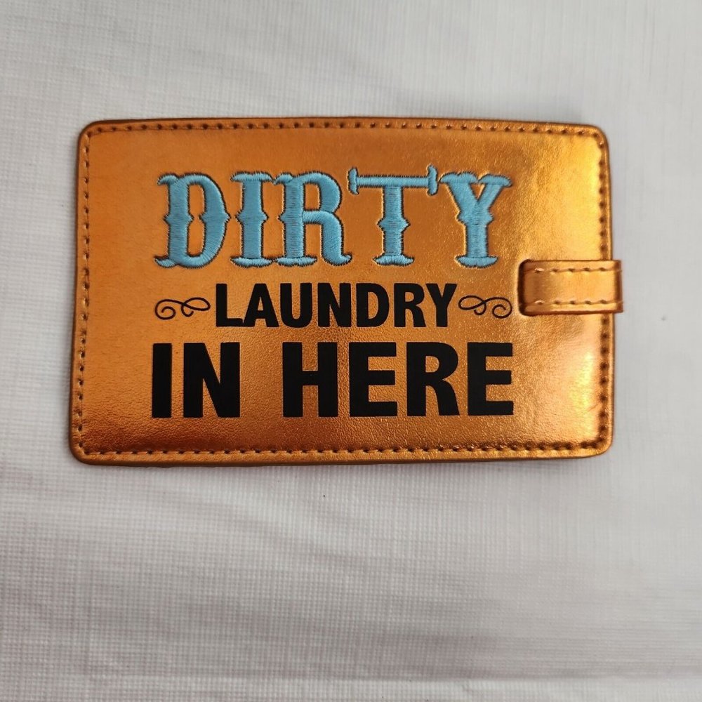 Luggage Tag Orange And Blue Funny Novelty Gift Dirty Laundry In Here